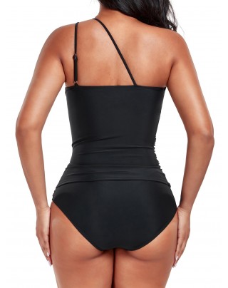 Shoulder-control keyhole swimsuit