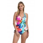 Women's V Neck Halter Multicolor Bikini Top