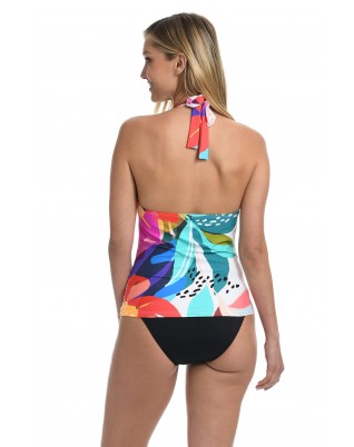 Women's V Neck Halter Multicolor Bikini Top
