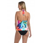 Women's V Neck Halter Multicolor Bikini Top