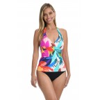 Women's V Neck Halter Multicolor Bikini Top