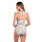 Women's backless two-piece swimsuit white top