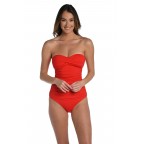 Women's red tube-top swimsuit